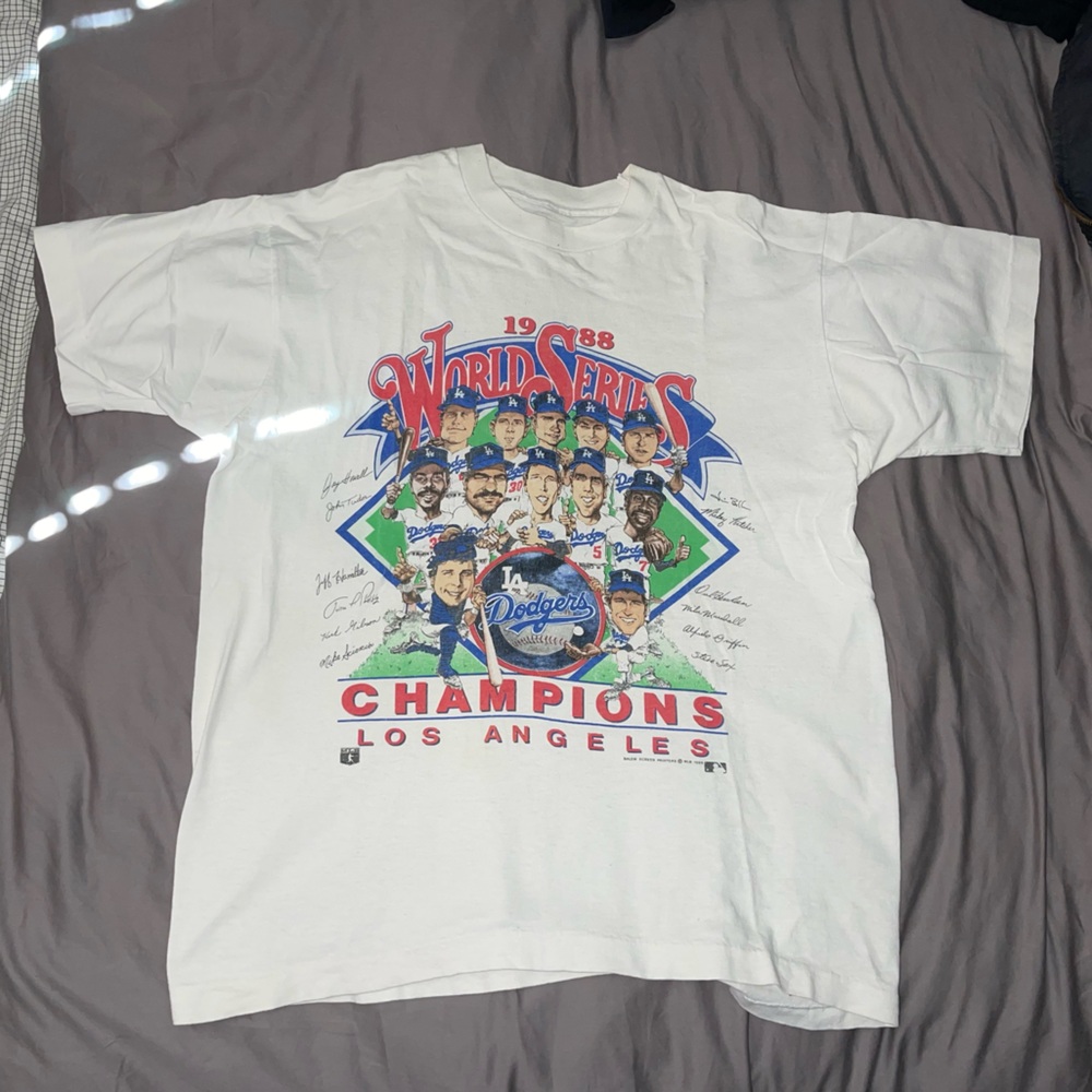 Vintage 1988 LA Dodgers World Champions Caricature T-Shirt MLB Baseball
